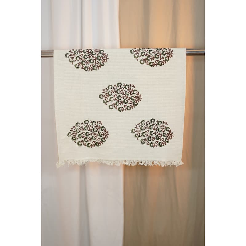 Fabdivine Handmade Floral Block Print Kitchen or Bath Room Hand Towels Home or Office Accent
