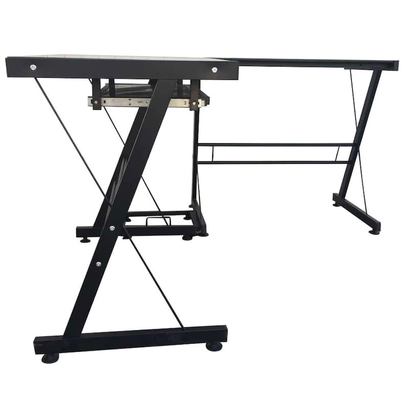 L-Shaped Durable Stalinite Splicing Computer Desk Black/White