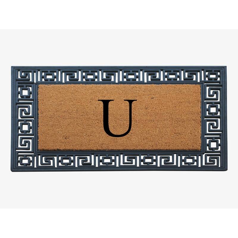 A1HC First Impression Carson Rubber and Coir 24" X 36", Heavy Duty, Easy to Clean Outdoor Monogrammed Doormat - Monogrammed U