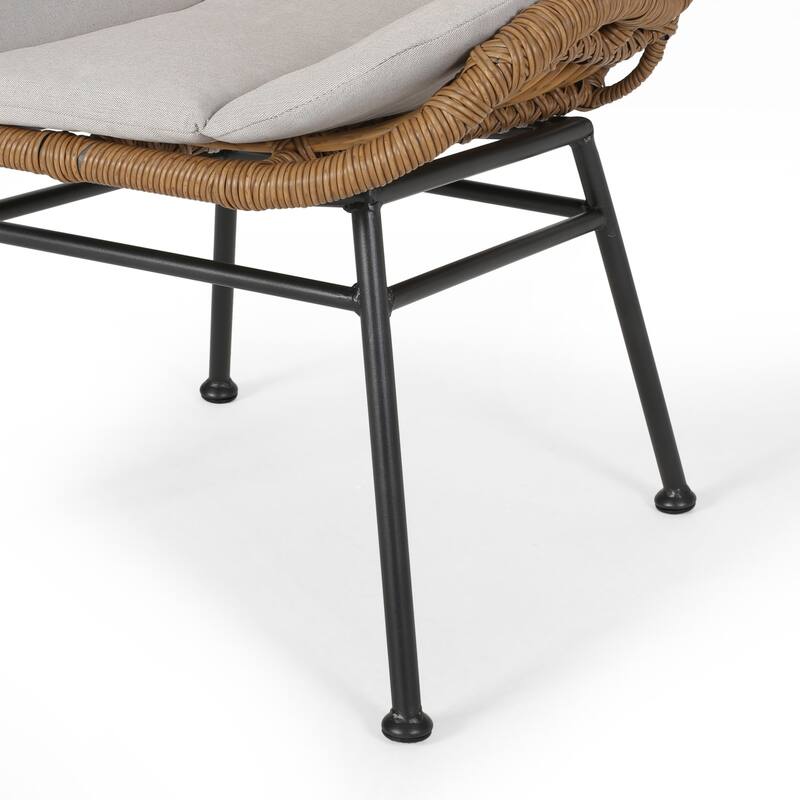 Rattan Outdoor Accent Chair with Cushions for Patio, Balcony