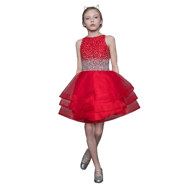 girls red sparkle dress