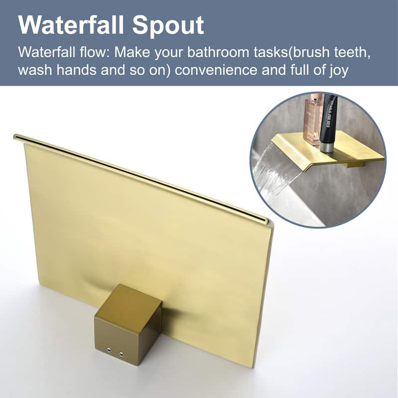 Two-Hole Wall Mounted Waterfall Bathroom Faucet with Accessories