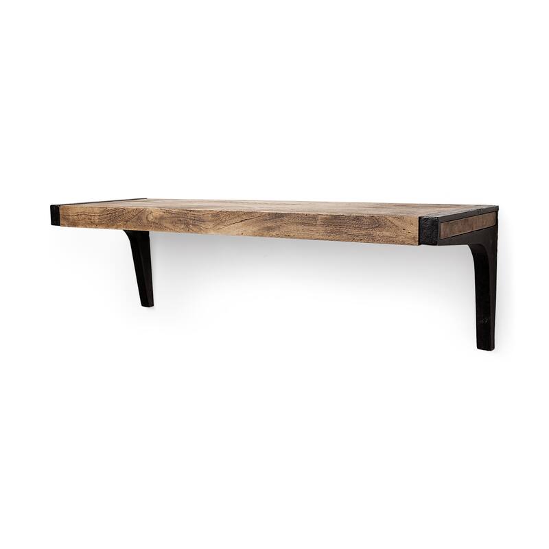 Dion Brown Wood With Black Metal Wall Shelf (36") - 36.0L x 10.8W x 10.5H
