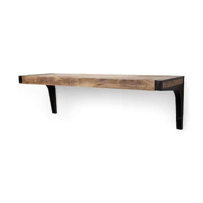 Dion Brown Wood With Black Metal Wall Shelf (36") - 36.0L x 10.8W x 10.5H