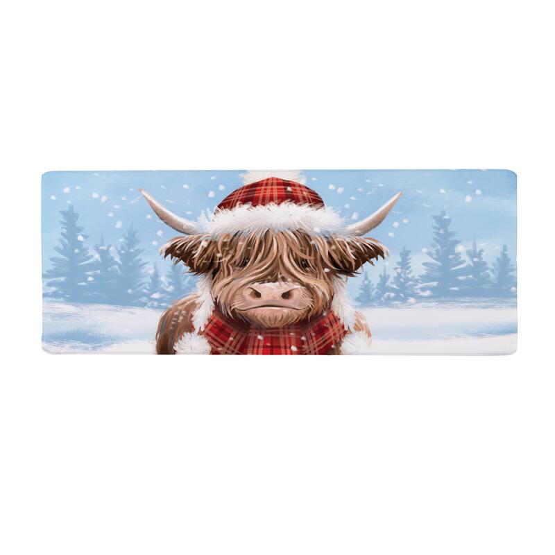 Holiday Highland Cow Anti-Fatigue Door Mat - 40" x 20"