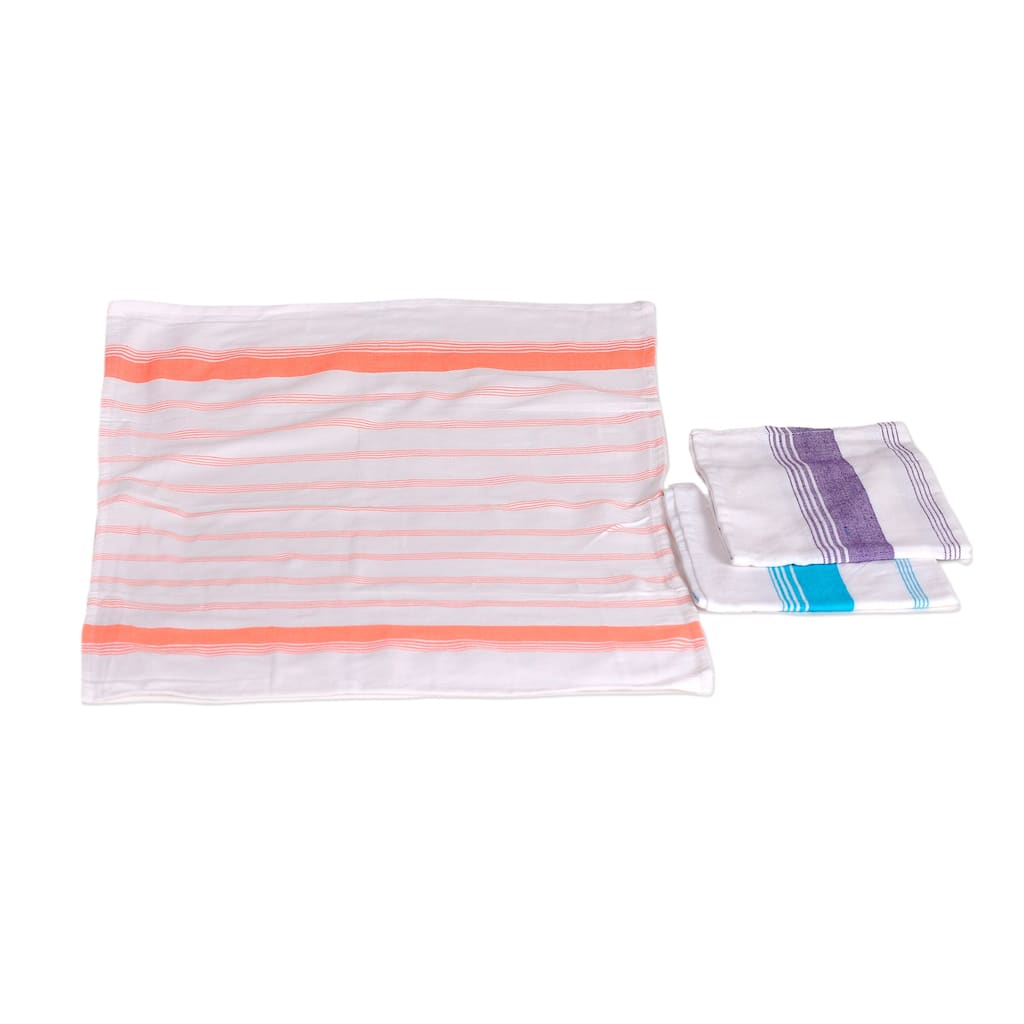 Novica Handmade Stripes Of Sweetness Cotton Dish Towels (Set Of 3)