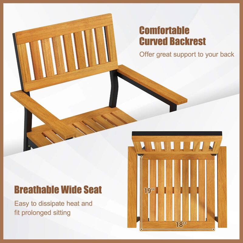 Costway Dining Chair Set of 2/4 with Acacia Wood Backrest Slanted Seat