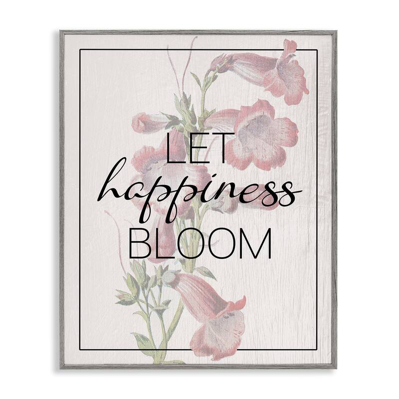 Stupell Vintage Let Happiness Bloom Framed Giclee Art Design By Lil' Rue - 24 x 30 - Grey