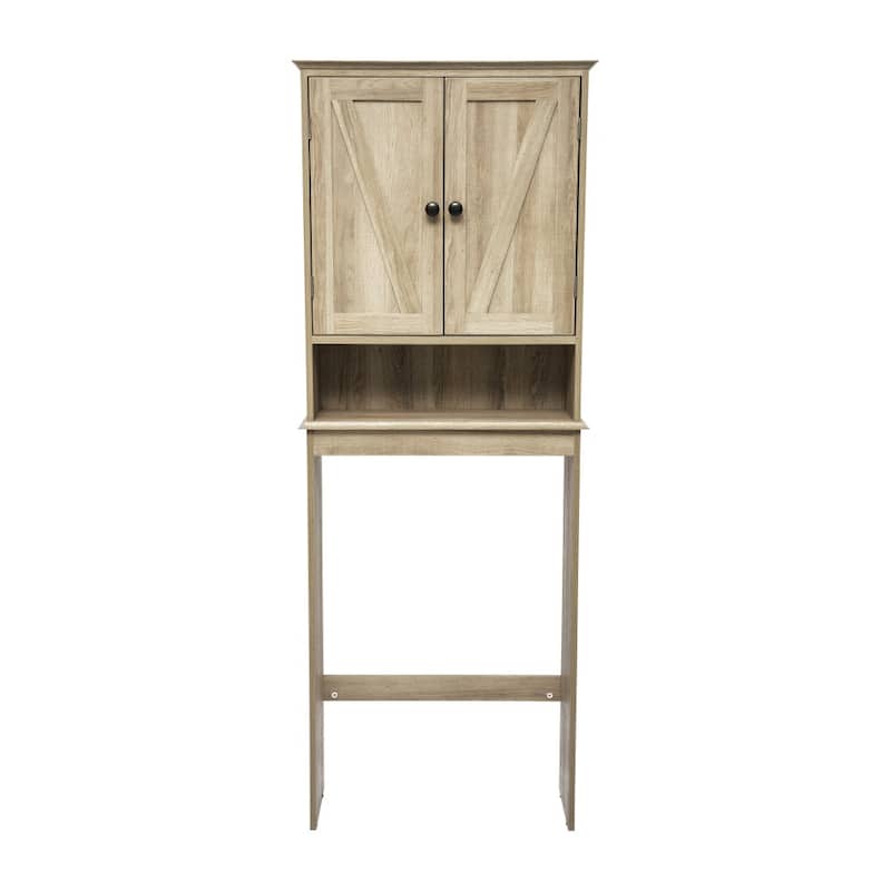 Brown Farmhouse Over the Toilet Cabinet Storage Organizer with 2 Shelves