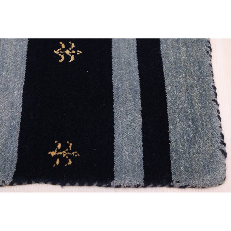 ECARPETGALLERY Hand Loomed Kashkuli Gabbeh Dark Navy, Light Blue Wool Rug - 6'8 x 9'9