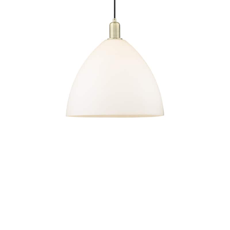 Innovations Lighting 716-1P-18-16 Bristol Pendant Bristol 16" Wide - Antique Brass / Matte White