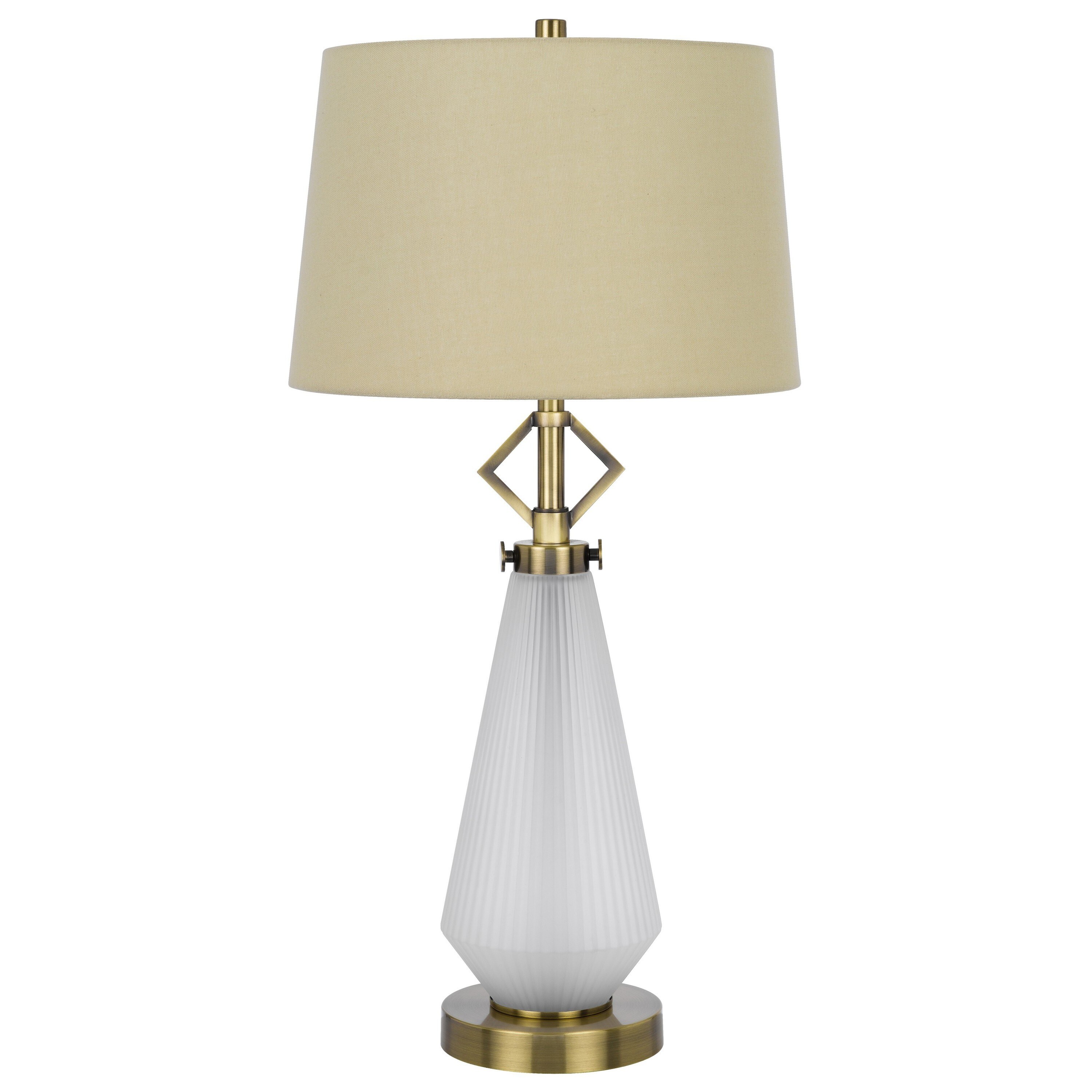 Rizo 32 Inch Table Lamp, Tapered Style Frosted Glass Base, Beige
