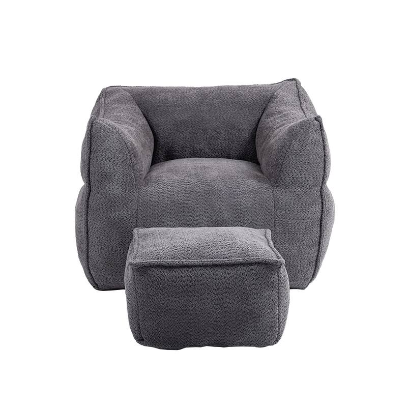 GDFStudio - COOLMORE Boucle Bean Bag Chair with Memory Foam Filling for Ultimate Comfort