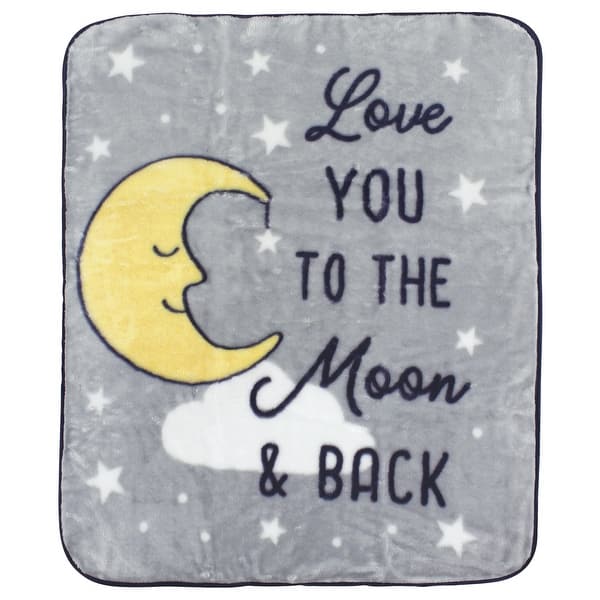 slide 1 of 1, Hudson Baby Infant Boy High Pile Plush Blanket, Moon, One Size - Moon - One Size One Size - Moon