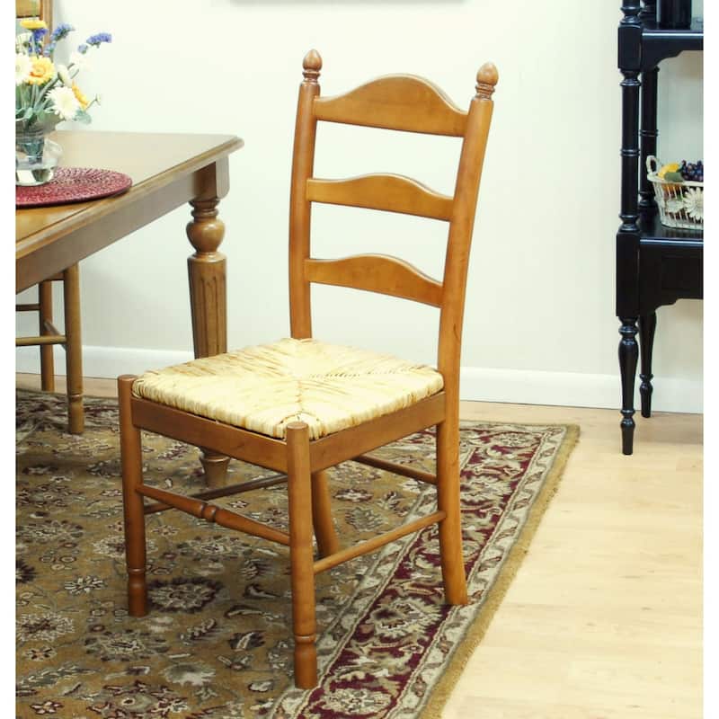 Woven Seat Ladder Back Dining Chair - 38" - Brown