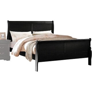Louis Philippe III Wood Eastern King Bed Sleigh Bed with Headboard and Footboard in Black