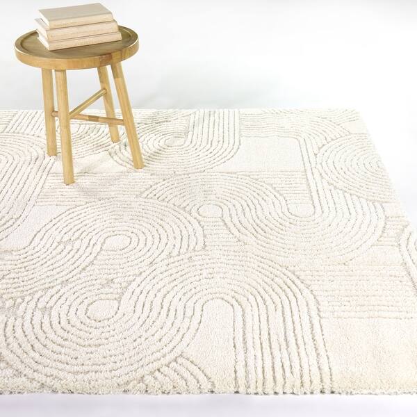 slide 2 of 5, Odessa Striped Textured Area Rug 5'3" x 7' - Cream