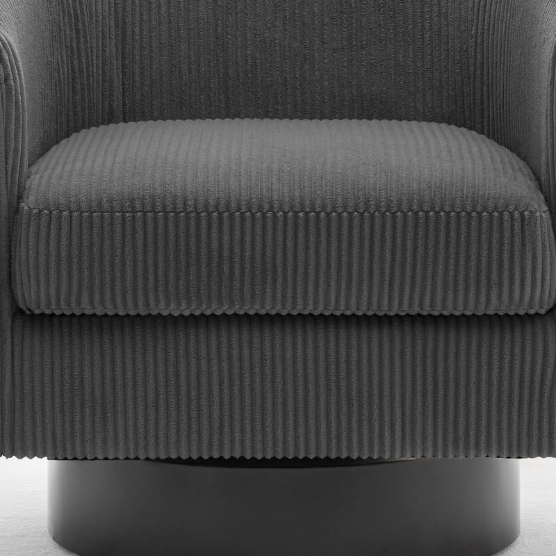 Corduroy Upholstered Swivel Barrel Chair