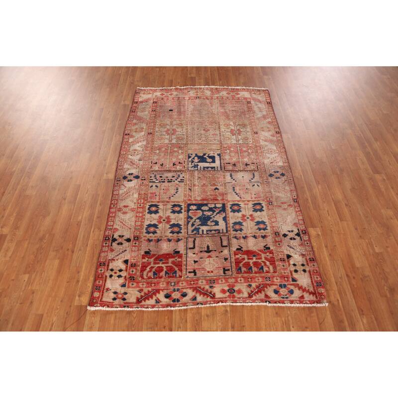 Hand Knotted Oriental 100% Wool Carpet Traditional Geometric Pink Bakhtiari Area Rug - 7' 5'' X 4' 7''