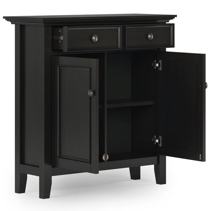 WYNDENHALL Halifax SOLID WOOD 36" Wide Transitional Entryway Storage Cabinet in Hickory Brown - 12"D x 36" W x 36"H