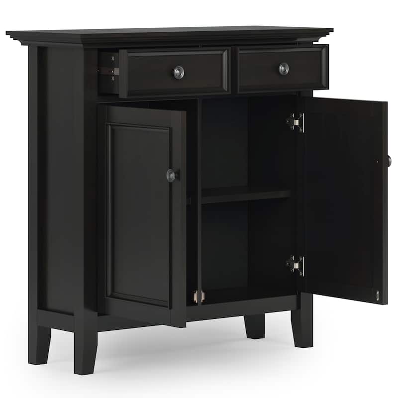 WYNDENHALL Halifax Solid Wood 48 inch Wide Storage Bench and 36 inch Wide Storage Cabinet in Hickory Brown