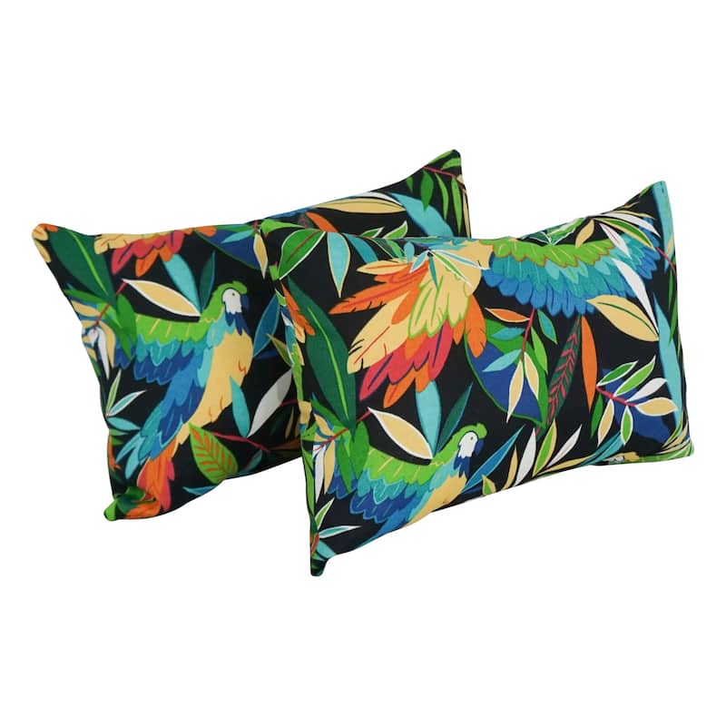 19-inch by 11-inch Outdoor Throw Pillows (Set of 2, Multiple Patterns) - 19 x 11 - Tucuman Ebony