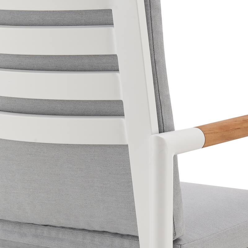 Crown Aluminum and Teak Wood Outdoor Patio Swivel Bar Stool with