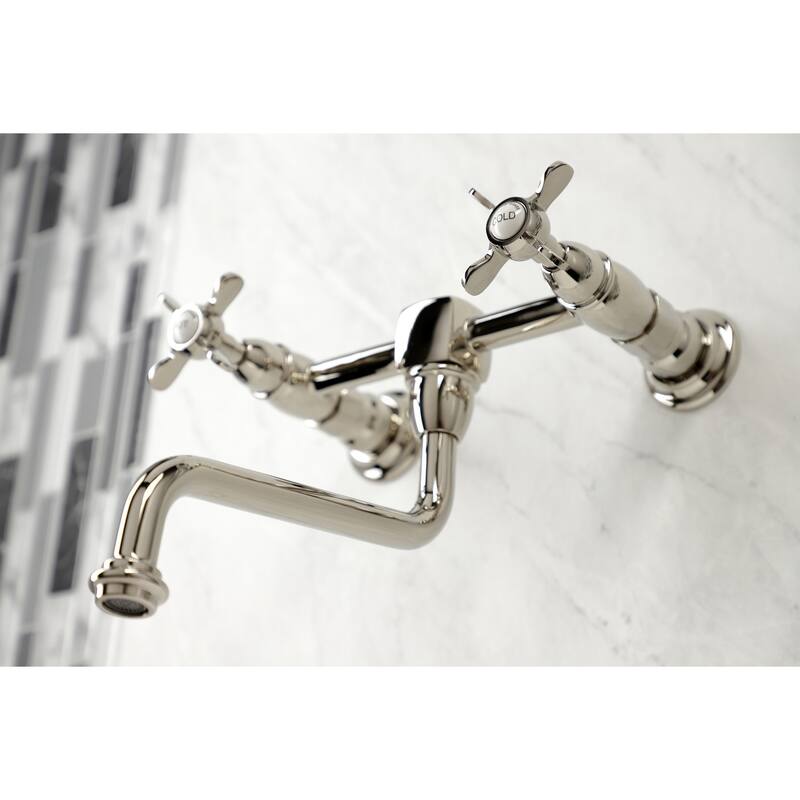 Essex Two-Handle 2-Hole Wall Mount Bathroom Faucet - Polished Nickel
