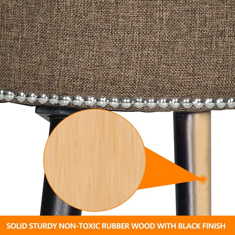 VEIKOUS Makeup Vanity Stool Chair with Low Back and Wood Legs-17.3" x 15.7" x 25.1"