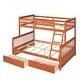 preview thumbnail 25 of 71, Elegant Twin-Over-Full Bunk Bed Wooden Kids Bed with Ladders,Guardrail,Staircase and Two Storage Drawers