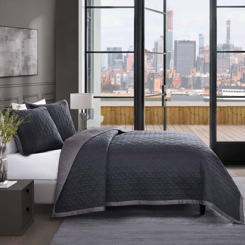 Bebejan 100% Cotton Sateen 3 Piece Textured Quilted Coverlet Set