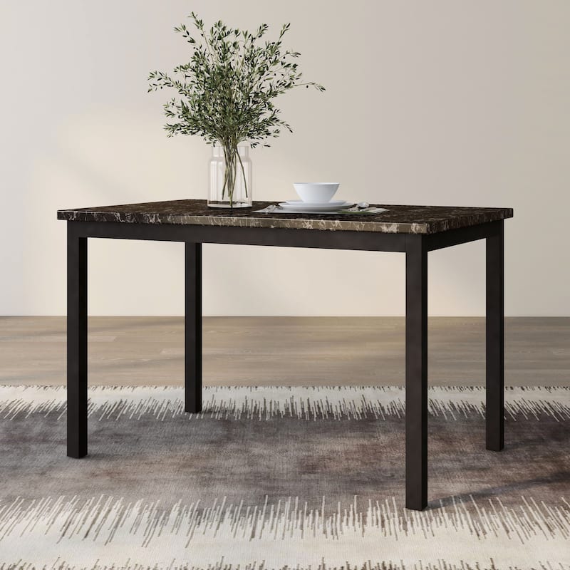 DH BASIC Modern Black 48" Faux Marble Dining Table by Denhour