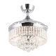 preview thumbnail 5 of 11, 36" Modern Retractable 3-Blade Chrome Crystal Ceiling Fan with Remote - 36 Inches
