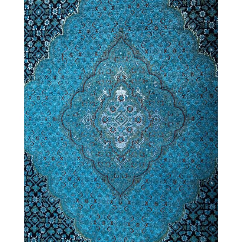 Overton Hand Knotted Wool Vintage Inspired Modern Contemporary Overdyed Black Area Rug - 6' 7" x 9' 10"