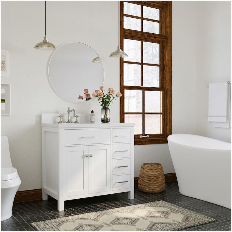 Ariel H037SLWQRVO Bristol 36" Thick Quartz Vanity Top