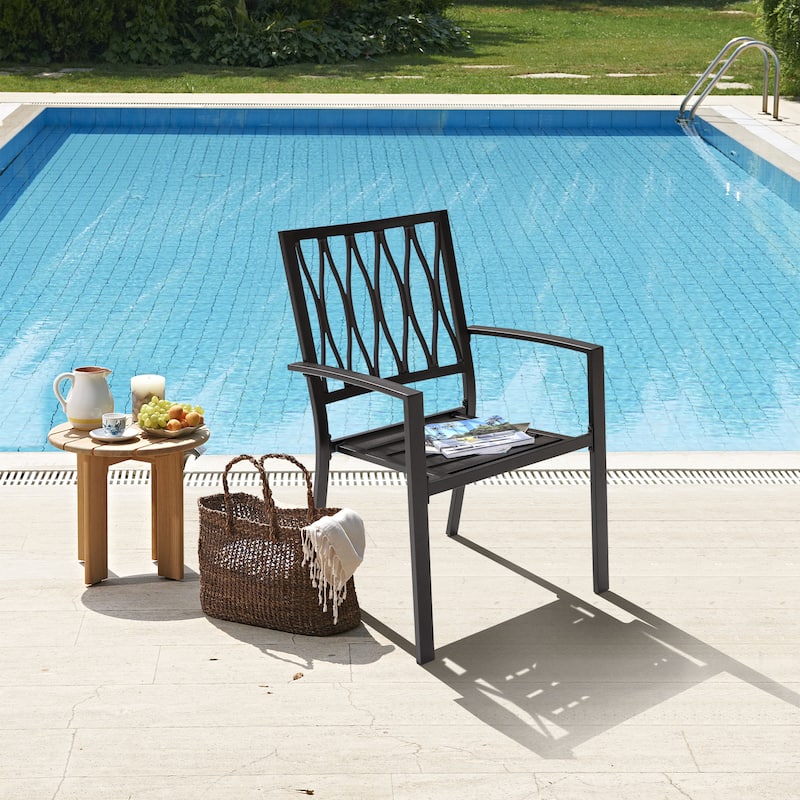 Outdoor 2-Piece Patio Chair Set, Iron Finish, Black