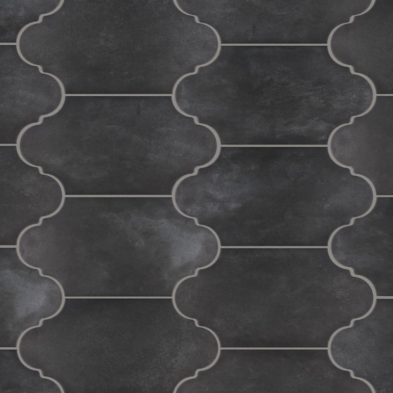 Merola Tile Alhama Provenzal Black 6-1/4" x 12-3/4" Porcelain Floor and Wall Tile