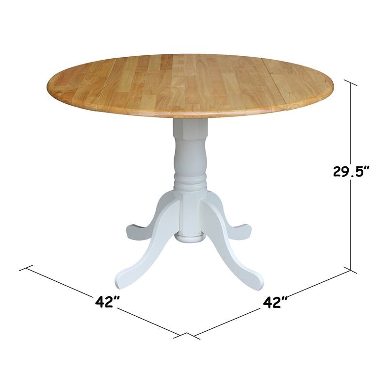 Round Pedestal Base Solid Wood 42-inch Drop-leaf Dining Table