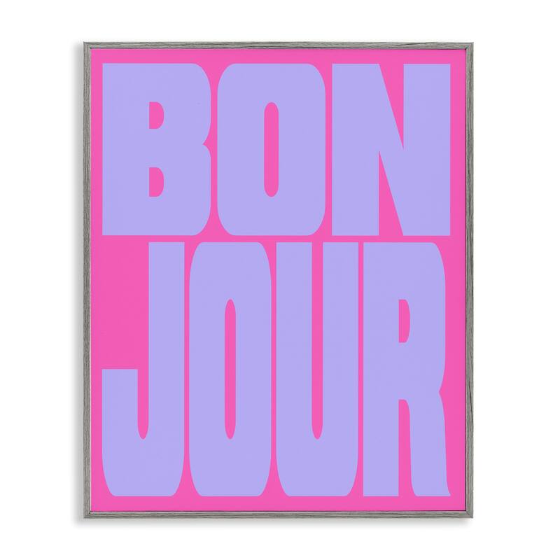 Stupell Bonjour Pink & Blue Framed Giclee Art Design By House of Lulu - 11 x 14 - Grey