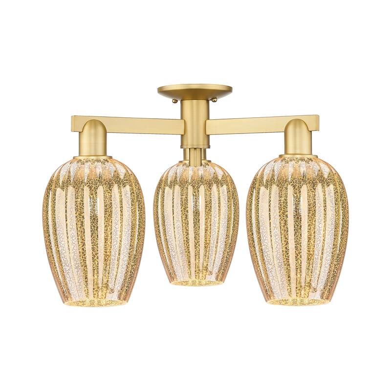 Innovations Lighting Downtown Urban - Preston - 3 Light 24" Flute Shade Semi-Flush Mount