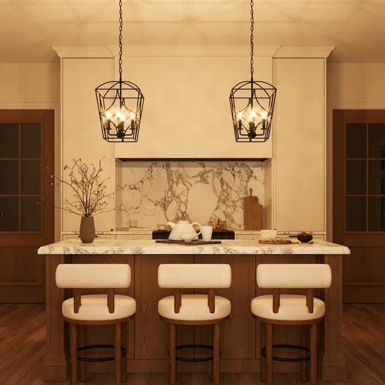 Acroma 4 - Light Steel Dimmable Lantern Geometric Chandelier