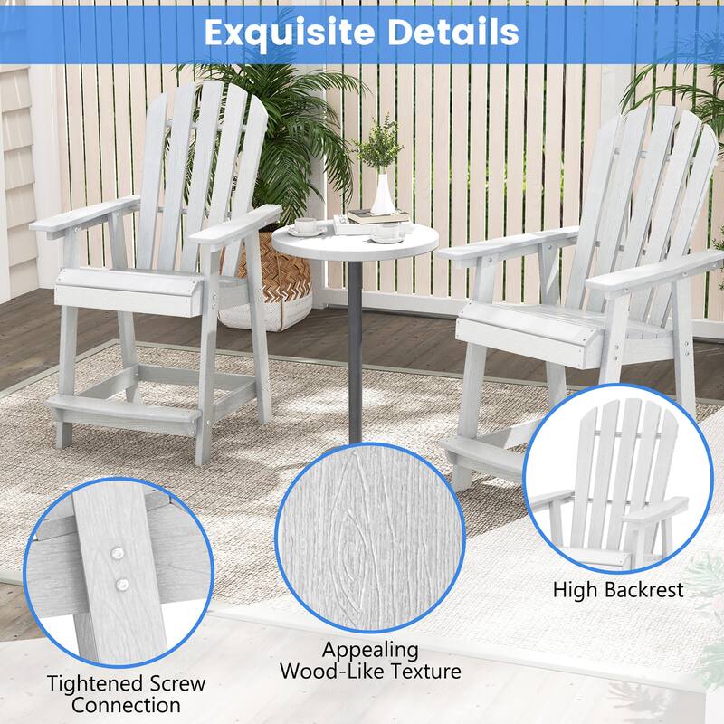 Gymax Tall Bar Stool HDPE Chair w/ Armrest Footrest Home Indoor