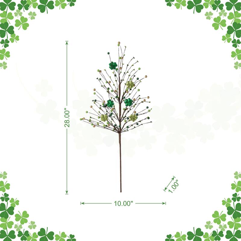 Glitzhome Set of 2 28"H St. Patrick's Berry & Shamrock Artificial Picks