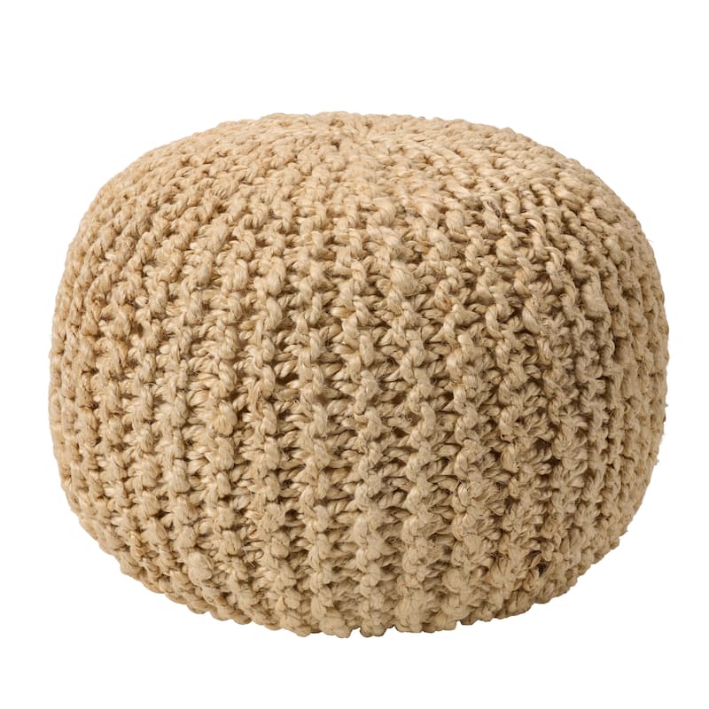 Azene Handmade Solid Cylinder Pouf - Beige