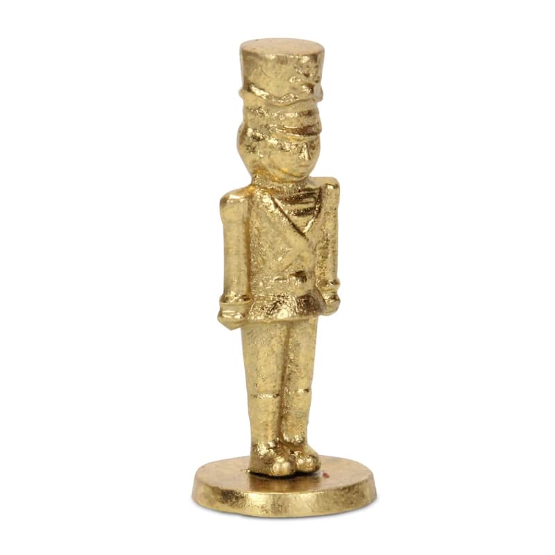 HomeRoots 7" Gold Cast Iron Christmas Nutcracker Figurine - 2.75 in. x 7.00 in. x 2.75 in.
