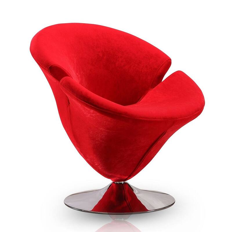 Manhattan Comfort Tulip Polished Chrome Velvet Swivel Accent Chair (Set of 2)