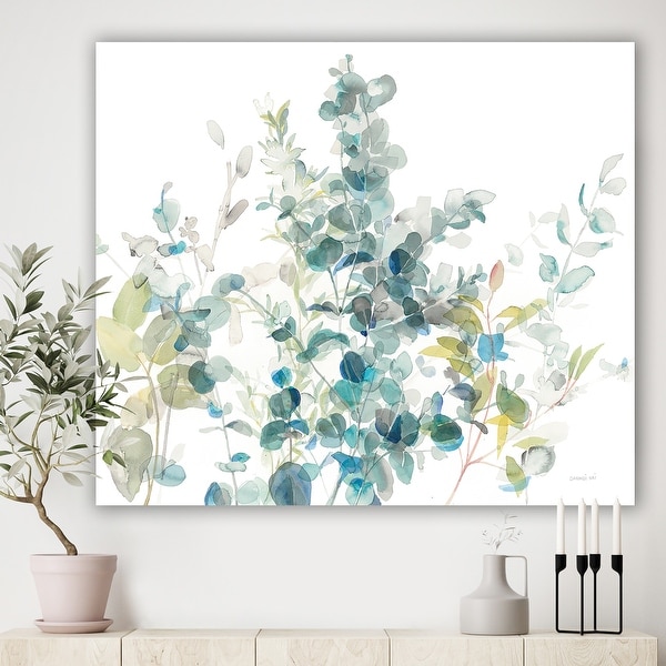 Designart 'Eucalyptus Natural Element' Farmhouse Canvas Art - Blue. Opens flyout.