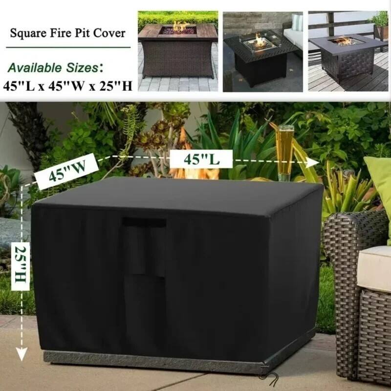 Square Fire Pit Cover Waterproof Patio Fire Table Cover 420D