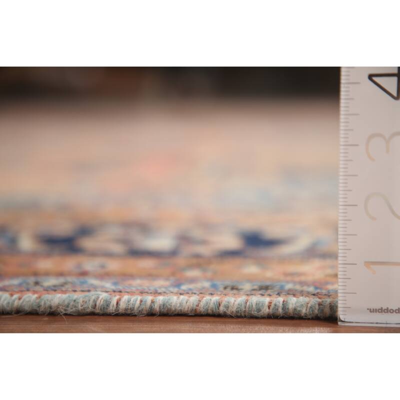 Hand Knotted Oriental 100% Wool Carpet Traditional Floral Oranges & Rust Mashad Area Rug - 9' 7'' X 6' 6''