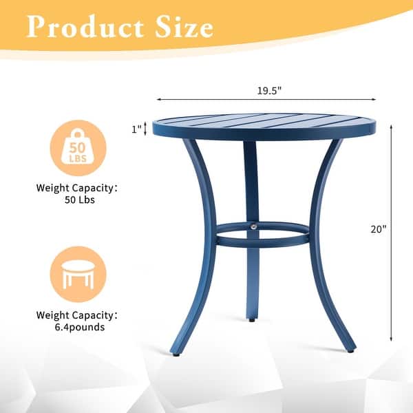 dimension image slide 1 of 4, Metal Outdoor Round Side Table, Patio Coffee Bistro Table for Indoor Outdoor